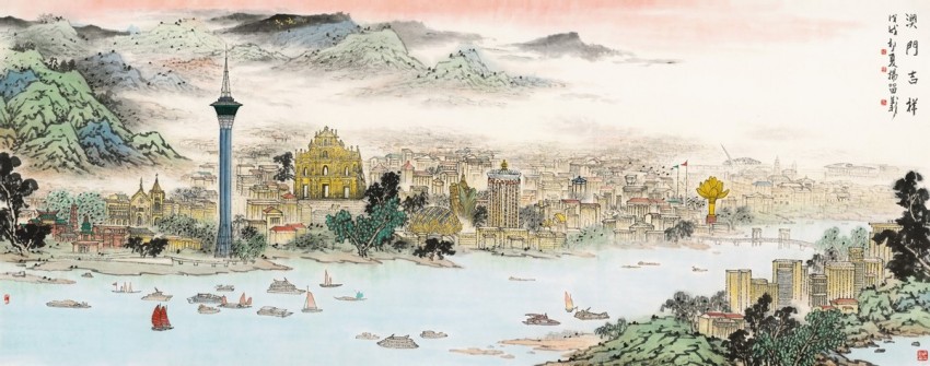 庆祝建党104周年——杨留义城市山水画作品展在京举办(图6)